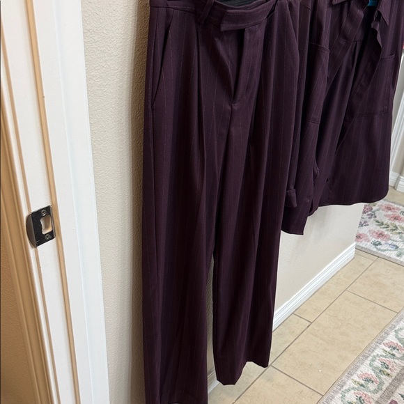 Mango Pinstripe Shirt and Trousers Set - Plum - Picture 10 of 13